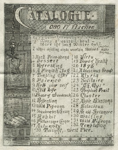 कैटलॉग, 1878। द्वारा ओटो एच. बाचेर