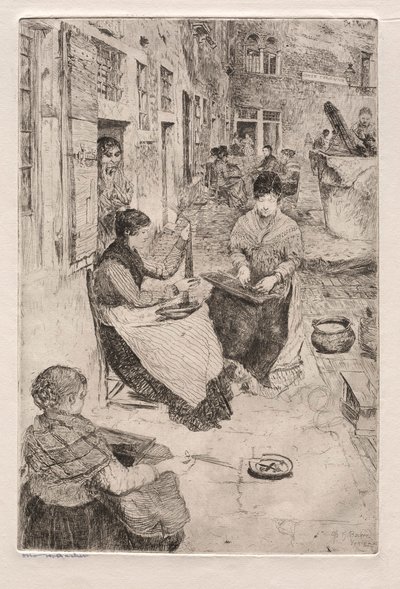 एशिंग्स ऑफ़ वेनिस: बीड स्ट्रिंगर्स, 1882। द्वारा ओटो एच. बाचेर