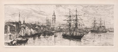 शिपिंग और डुकल पैलेस, 1888। द्वारा ओटो एच. बाचेर