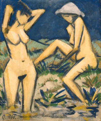 स्नानकर्ता, c.1920 (कैनवास पर तेल) द्वारा ओटो मुलर