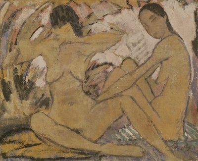 दो महिलाएँ बैठती हैं, c.1914 (छंद के लिए 274026 देखें) द्वारा ओटो मुलर