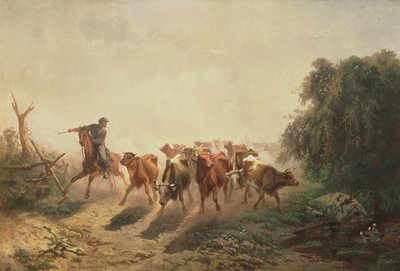 1860 में सेना के लिए मवेशी के साथ यूनियन ड्रोवर द्वारा ओटो सोमर