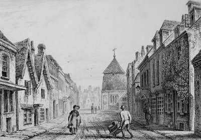 चीज़हिल स्ट्रीट विनचेस्टर, c.1830 (उत्कीर्णन) द्वारा ओवेन ब्राउन कार्टर