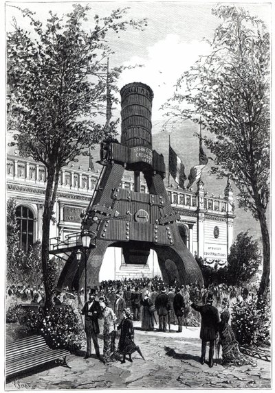 1878 में पेरिस में सार्वभौमिक प्रदर्शनी: 1878 में चैंप्स-डी-मार्स में ले क्रुसोट पावर हथौड़ा द्वारा पी। फरात