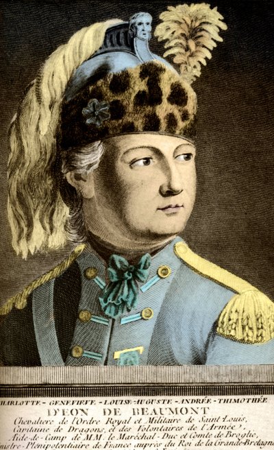 नाइट चार्ल्स डी'ऑन डी ब्यूमोंट (1728-1810), गुप्त एजेंट का पोर्ट्रेट। द्वारा फादर जीन बैप्टिस्ट ब्रैडेल