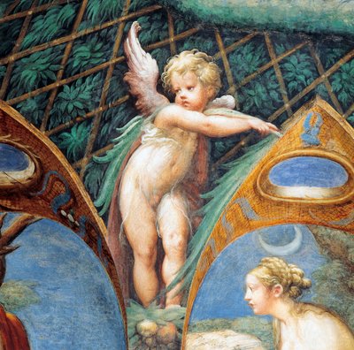 करूब और डायना का चेहरा, लगभग डायना और एक्टन के मिथक से द्वारा Parmigianino