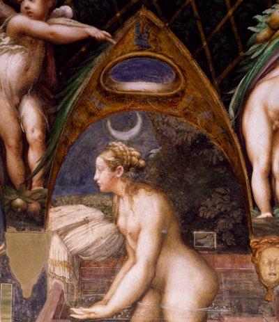 डायना और एक्टन के मिथक से, डायना वसंत में डुबकी लगा रही है द्वारा Parmigianino