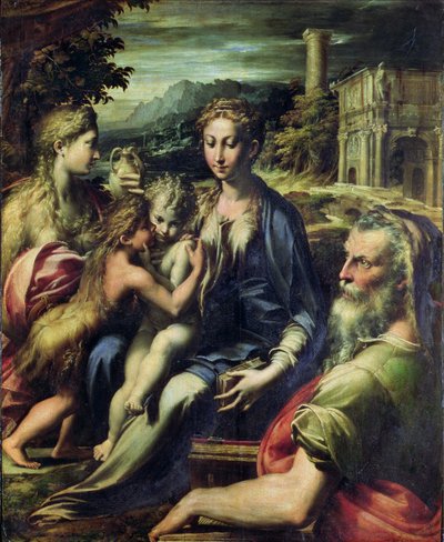 मैडोना सेंट ज़ाचरिआस के साथ, c.1527-30 (कैनवास पर तेल) द्वारा Parmigianino