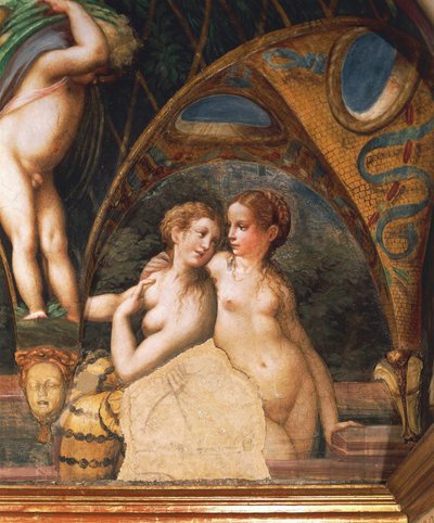 डायना और एक्टन के मिथक से अप्सराओं की जोड़ी द्वारा Parmigianino