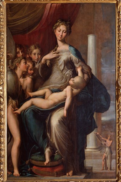 लंबी गर्दन के साथ कुंवारी - 1534 लकड़ी पर तेल द्वारा Parmigianino