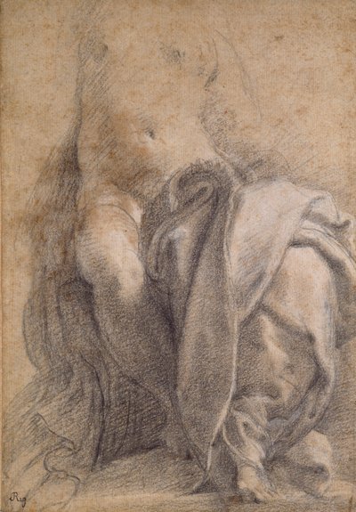 1520-1540 में चिलमन पहने अर्ध-नग्न महिला बैठी द्वारा Parmigianino