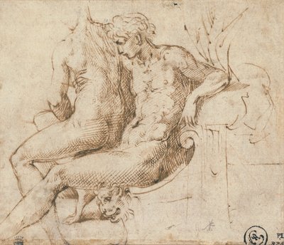 दो प्रेमी एक सोफे पर बैठे द्वारा Parmigianino