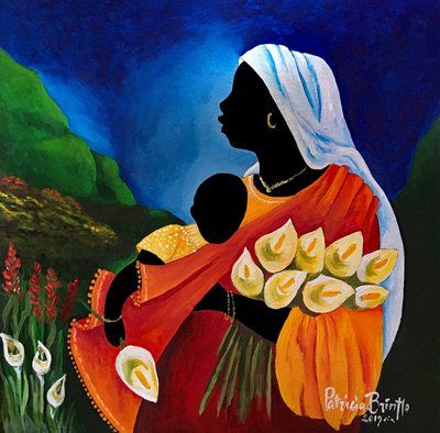 मैडोना और बच्चा - कोमलता, 2019 (लकड़ी पर ऐक्रेलिक) द्वारा पेट्रीसिया Brintle