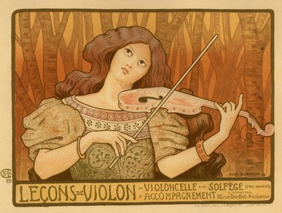 वायलिन पोस्टर, 1898 से सबक द्वारा Paul Berthon