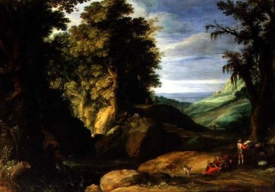 यात्रियों के साथ लैंडस्केप, c.1610-15 (कैनवास पर तेल) द्वारा पॉल ब्रिल या ब्रिल