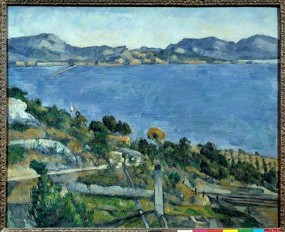 पॉल सेज़ेन (1839-1906) 1878 सन द्वारा L'Estaque vue du gulf de Marseille पेंटिंग। 0.59 x 0.73 मीटर पेरिस, म्यूसी डी'ऑर्से - ल'एस्टाक से देखा गया मार्सिले की खाड़ी। पॉल सेज़ेन द्वारा पेंटिंग (1839-1906) द्वारा पॉल सेज़ेन