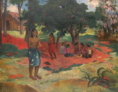 परौ पराउ (फुसफुसाए शब्द)। 1892 द्वारा पॉल गाउगिन