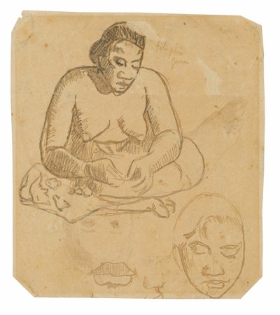 बैठी हुई ताहिती महिला (रेक्टो); खड़ी हुई ताहिती महिला (पीछे की ओर) द्वारा पॉल गाउगिन