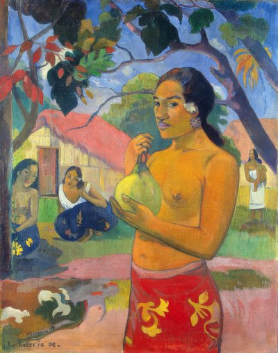 ताहिती: वूमेन होल्डिंग ए फ्रूट (व्हे आर यू गोइंग), पॉल गाउगिन (1893) द्वारा पॉल गाउगिन