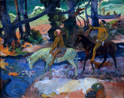 द फोर्ड द फ़्लाइट, 1901। द्वारा पॉल गाउगिन