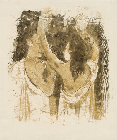 फल इकट्ठा करने वाले दो ताहिती [रेक्टो], 18991900। द्वारा पॉल गाउगिन