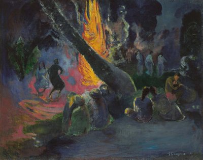 उप उप, ला डान्से डू फेउ - उप उप (द फायर डांस), गौगुइन, पॉल यूजीन हेनरी (1848-1903)। तेल के रंगों से केन्वस पर बना चित्र द्वारा पॉल गाउगिन