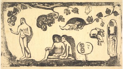 महिला, पशु, और पत्ते, 1898। द्वारा पॉल गाउगिन