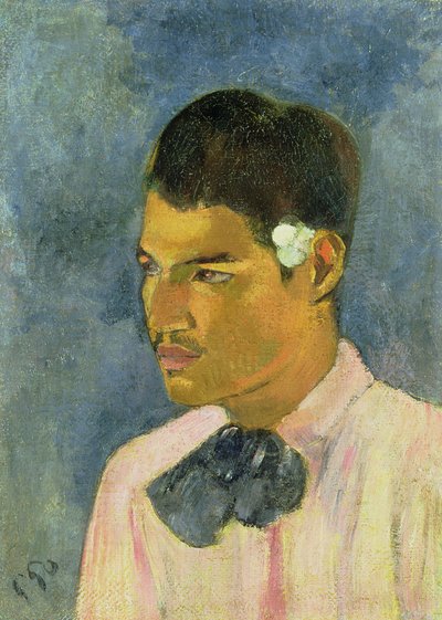 यंग मैन विथ ए फ्लावर बिहाइंड एअर, 1891 द्वारा Paul Gauguin