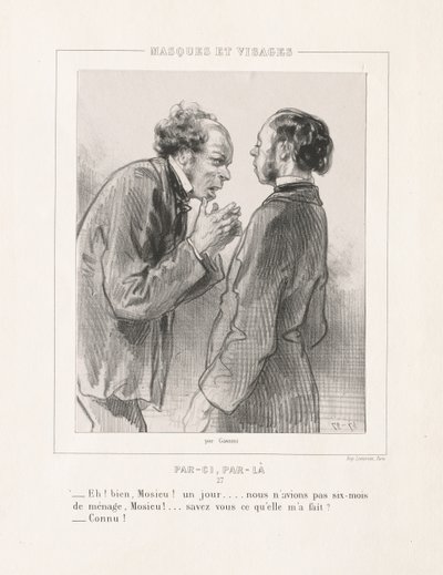 मास्क और चेहरे: यहाँ, Par-la, 1850s। द्वारा पॉल गवरानी