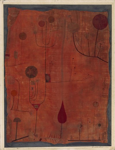 रेड पर फल, 1930। द्वारा Paul Klee