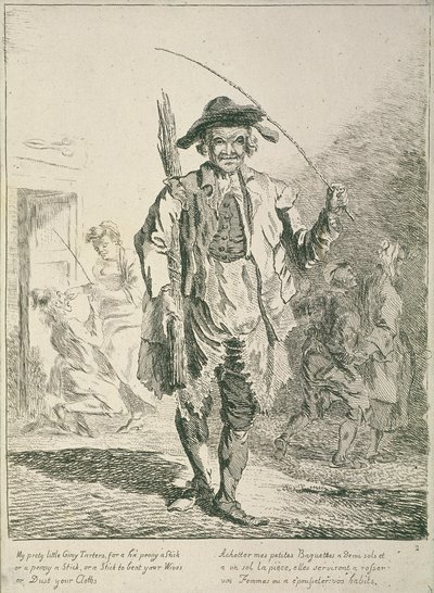 छड़ी विक्रेता, क्राइज़ ऑफ़ लंदन, 1760 द्वारा पॉल सैंडबी
