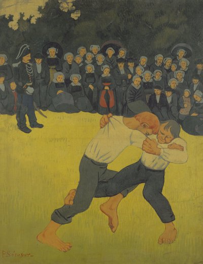 रेसलिंग ब्रेटन, c.1893 (कैनवास पर तेल) द्वारा पॉल सेसरियस
