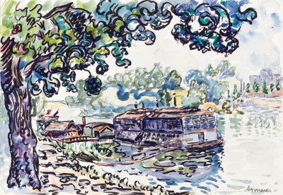 Asnières, c.1900-05 (w - c, ब्रश और कागज पर पेंसिल पर काली स्याही) द्वारा पॉल साइनक
