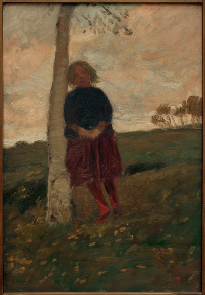 बर्च ट्रंक पर लड़की (पेड़ पर लड़की) द्वारा Paula Modersohn Becker