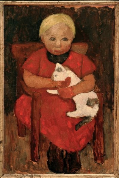 बिल्ली के साथ बैठा किसान बच्चा द्वारा Paula Modersohn Becker