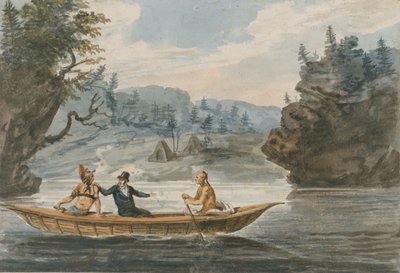 डोंगी में दो भारतीय और एक श्वेत व्यक्ति, 1811-सीए। 1813. द्वारा पावेल पेट्रोविक स्विनिन