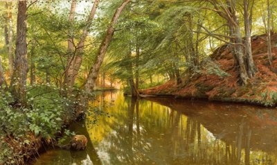 P.Mönsted, Waldbach में वसंत का दिन द्वारा Peder Monsted