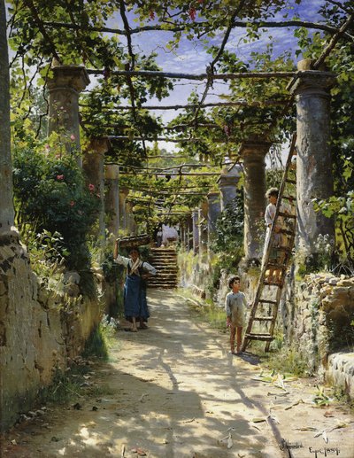 एक इतालवी पेरगोला की छाया में, अनाकपरी में एक गर्म दोपहर द्वारा Peder Monsted