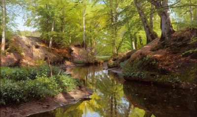 P.Mönsted, Waldbach में सनी दिन द्वारा Peder Monsted