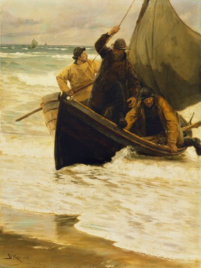 फिशरमैन रिटर्निंग होम, स्केगन, 1885 द्वारा Peder Severin Krøyer