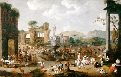 इटली में एक बाजार (कैनवास पर तेल) द्वारा Peeter van Bredael