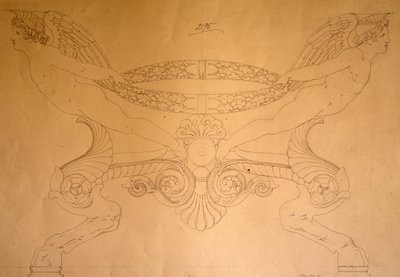 पैरों के साथ खुर के आकार का स्टूल, c.1837 (ड्राइंग) द्वारा पेलागियो पलागी