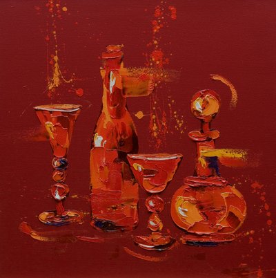 स्टिल लाइफ इन रेड, 2005 (कैनवास पर तेल) द्वारा पेनी वार्डन