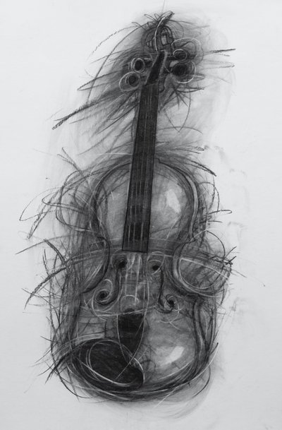 वायलिन, 2005 (कागज पर कोयला) द्वारा पेनी वार्डन