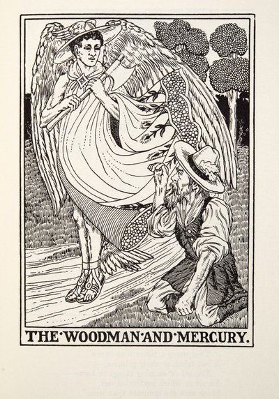 वुडमैन और मरकरी, फॉनटेन फेबल्स, पब से। 1905 द्वारा Percy J. Billingshurst
