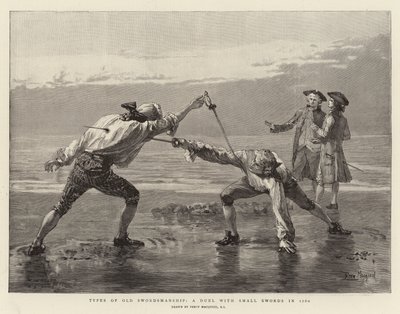 ओल्ड स्वॉर्ड्समैनशिप के प्रकार, 1760 में स्मॉल तलवारों के साथ एक द्वंद्वयुद्ध द्वारा पर्सी मैकॉइड