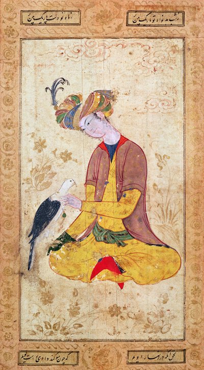 एक हंटर अपने बाज़ को मारता हुआ द्वारा फारसी स्कूल