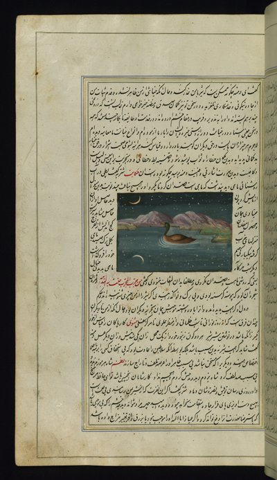 लाइट्स ऑफ कैनोपस के पानी में एक हंस और चंद्रमा का प्रतिबिंब द्वारा फारसी स्कूल