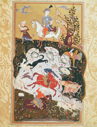 &39;द बुक ऑफ लव&39; से शिकार दृश्य, सफविद वंश द्वारा फारसी स्कूल
