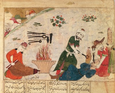 सुश्री सईद 493 fol.363v हफ़्तावाड गार्ड में से एक का अत्याचार, शाहनामा (किंग्स की पुस्तक) से अबुल-कासिम मनूर फ़िरदावी द्वारा (c.934-c.1020) द्वारा फारसी स्कूल